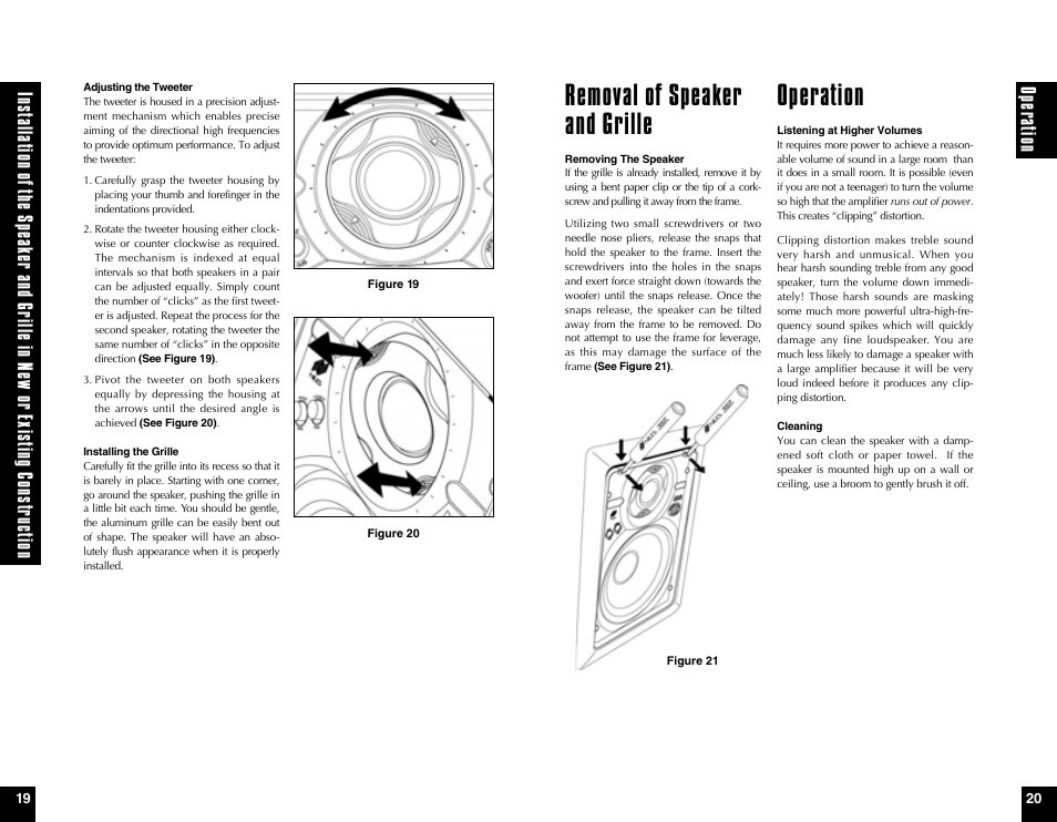 Removal of speaker and grille, Operation | Niles Audio PERFORMANCE PR6 User Manual | Page 11 / 13