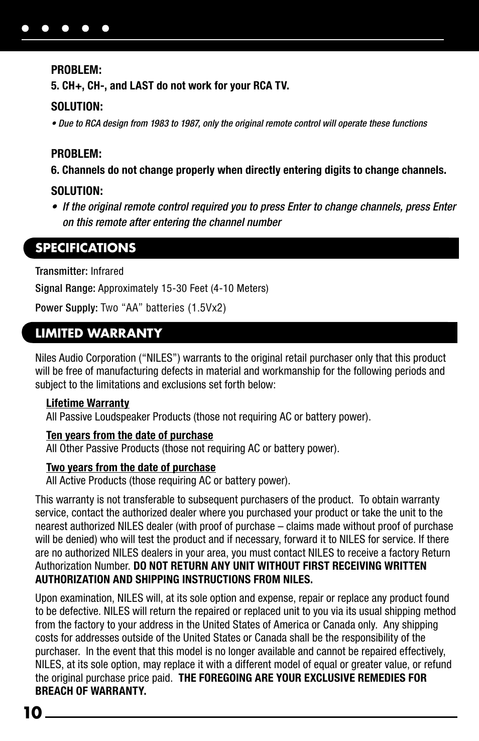 Niles Audio R-8L User Manual | Page 12 / 13