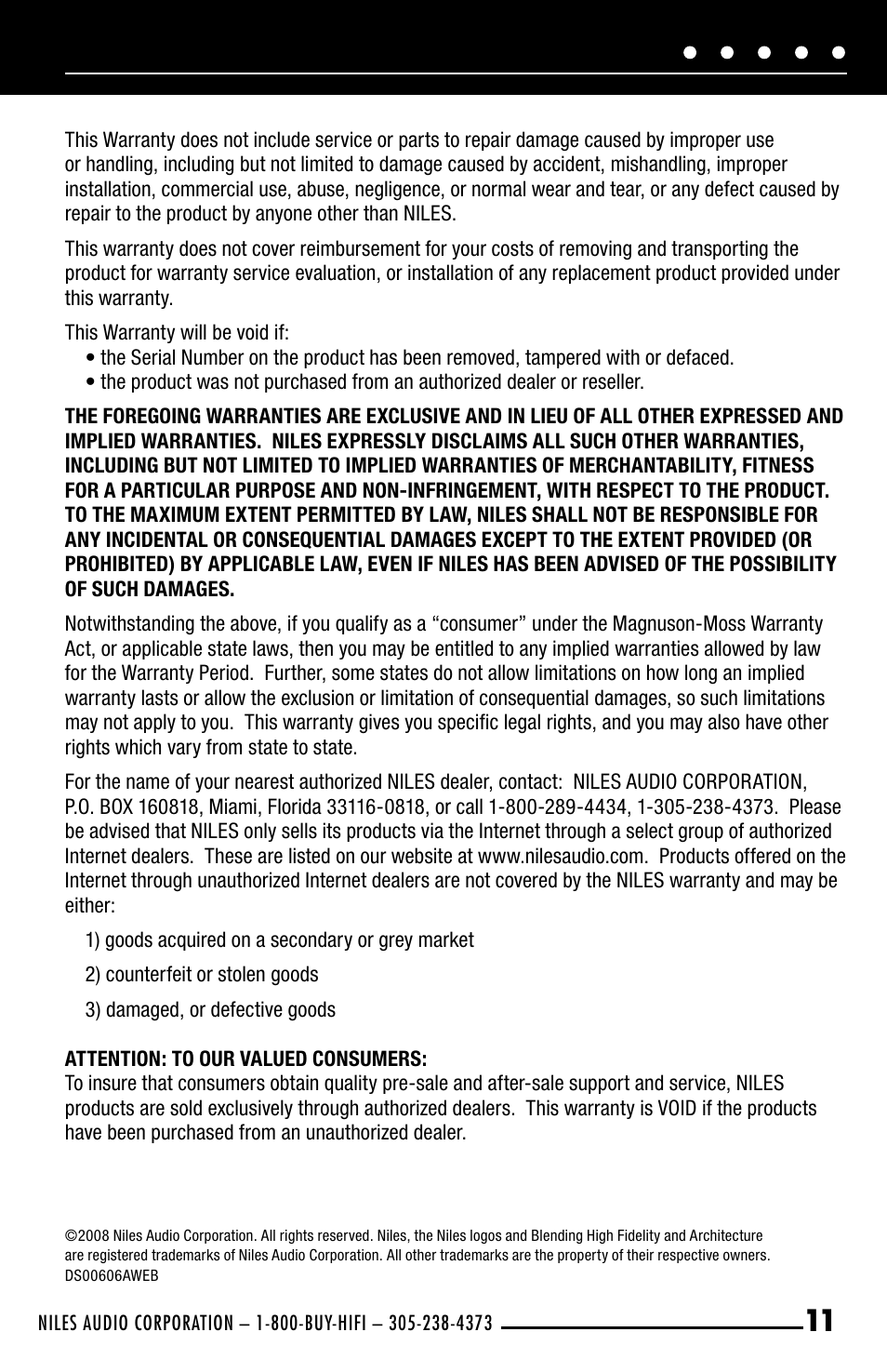 Niles Audio R-8L User Manual | Page 13 / 13