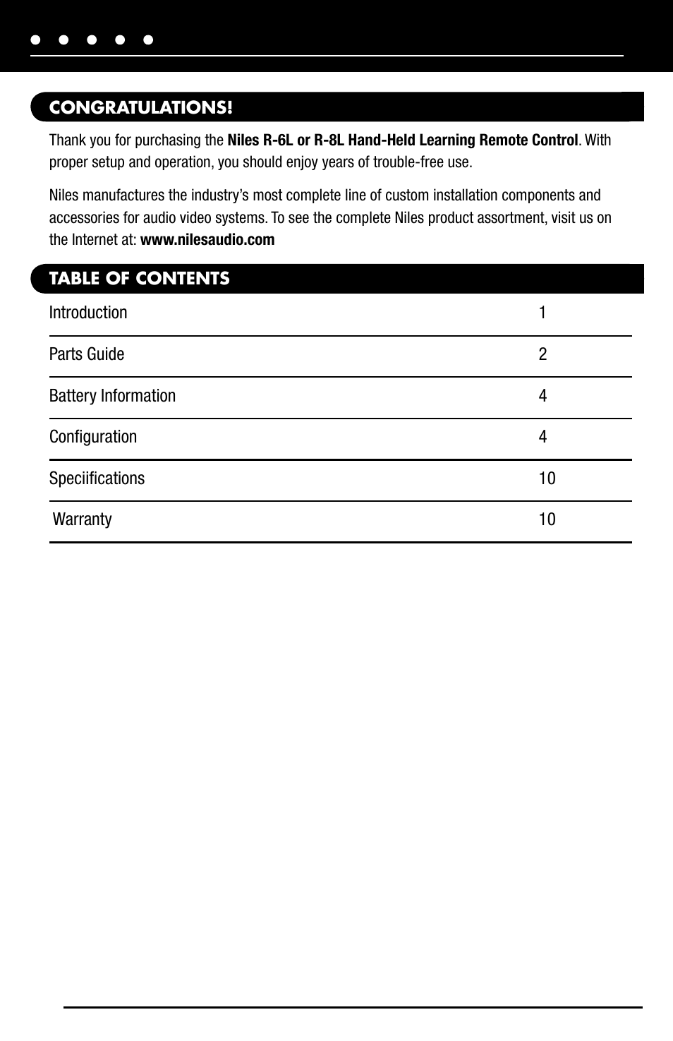 Niles Audio R-8L User Manual | Page 2 / 13