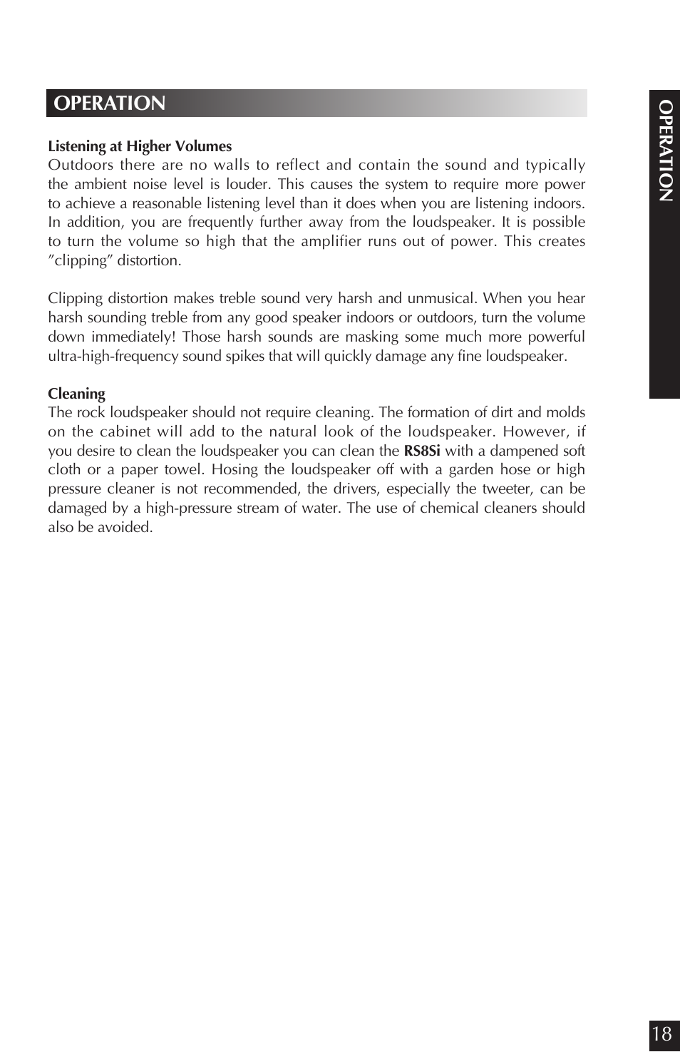 18 operation | Niles Audio CORAL RS8SI User Manual | Page 19 / 24