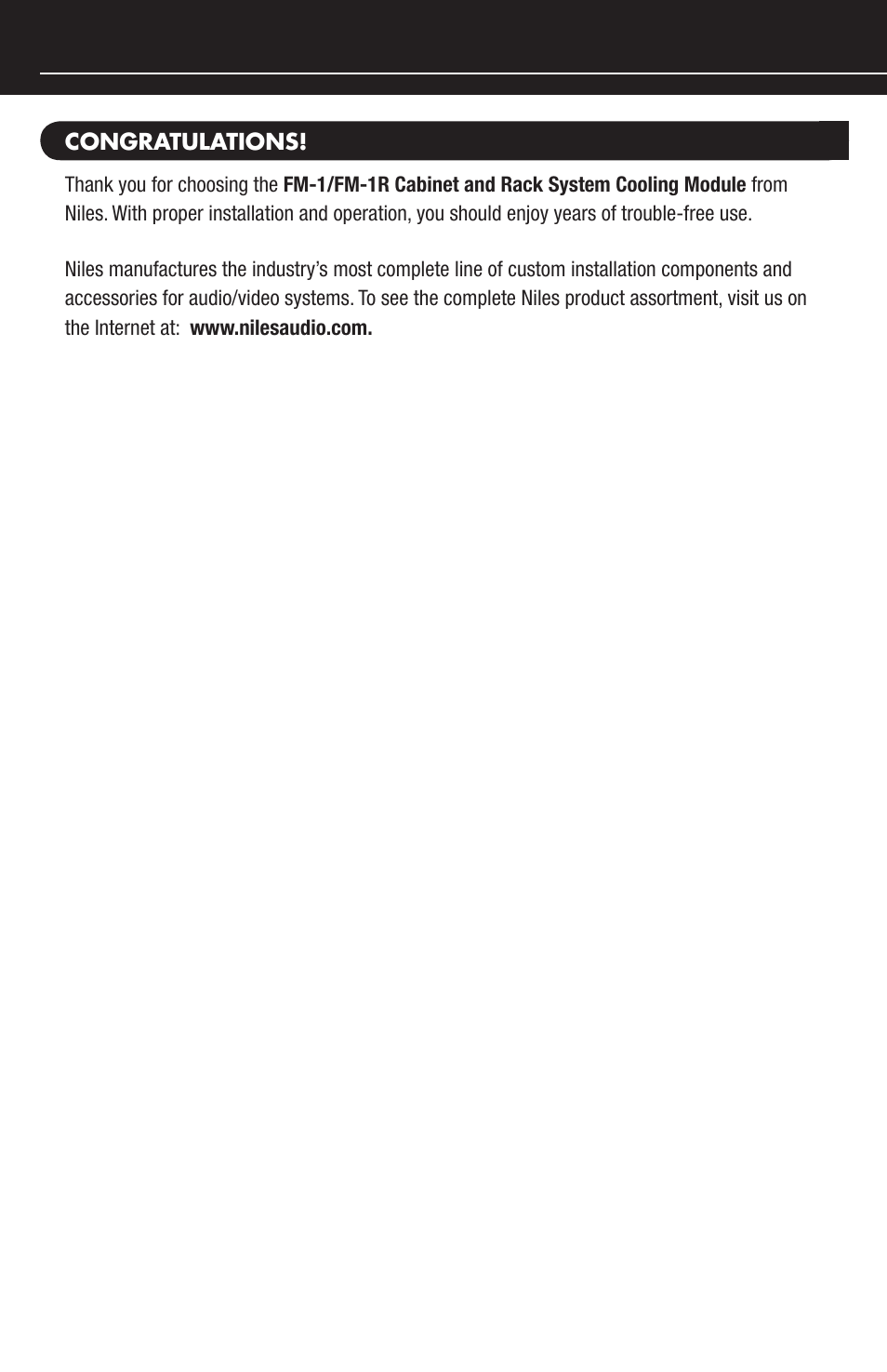 Niles Audio FM-1 User Manual | Page 2 / 12