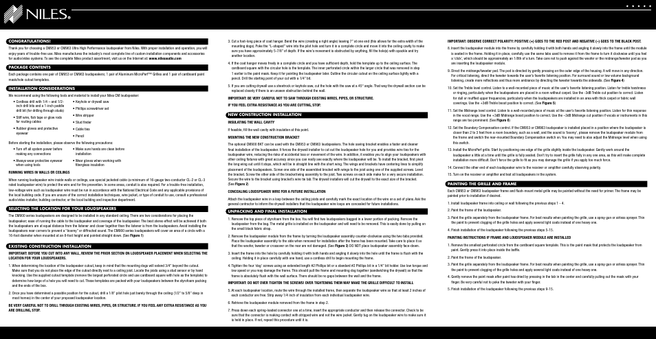 Niles Audio CM953 User Manual | Page 2 / 2