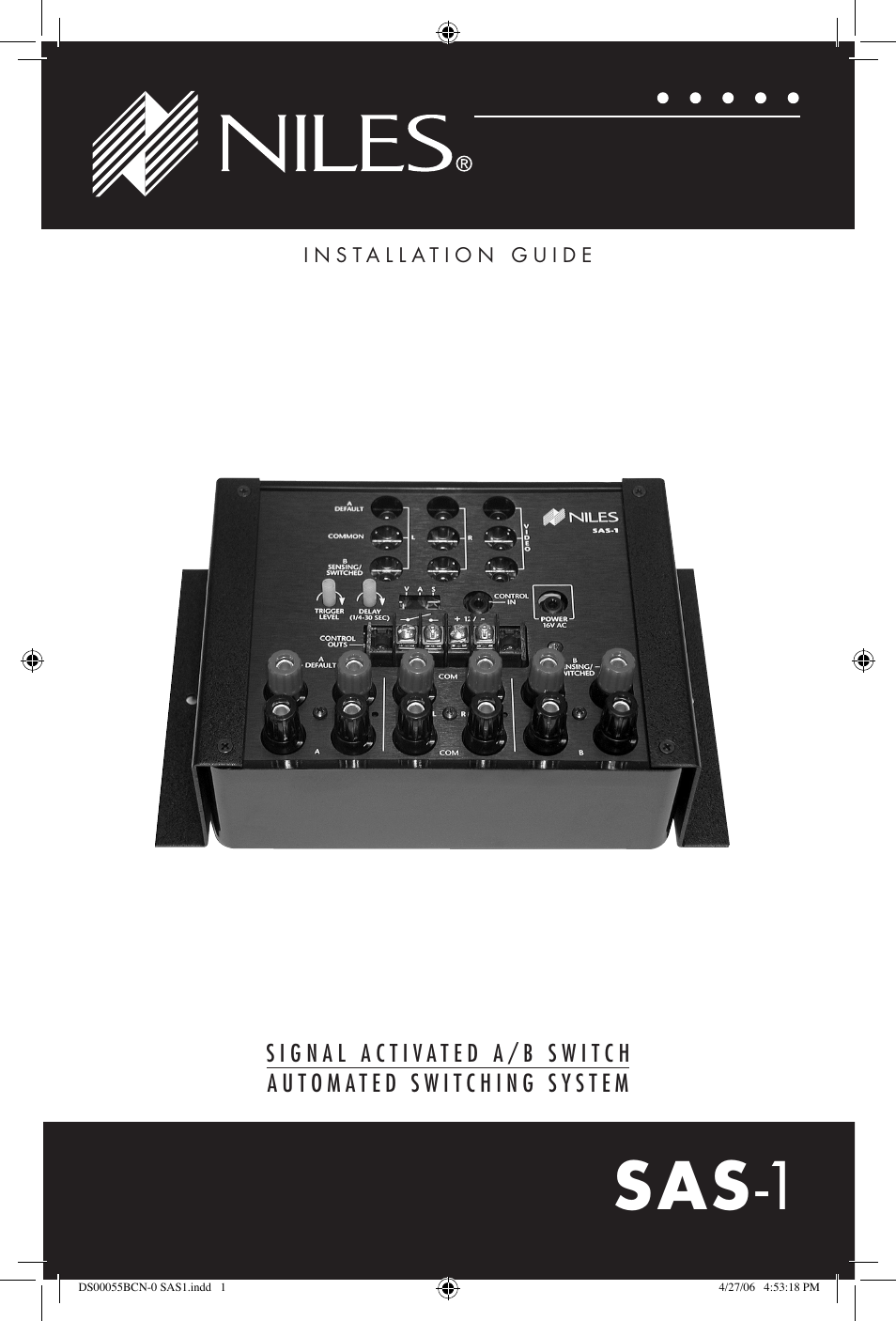 Niles Audio SAS-1 User Manual | 16 pages