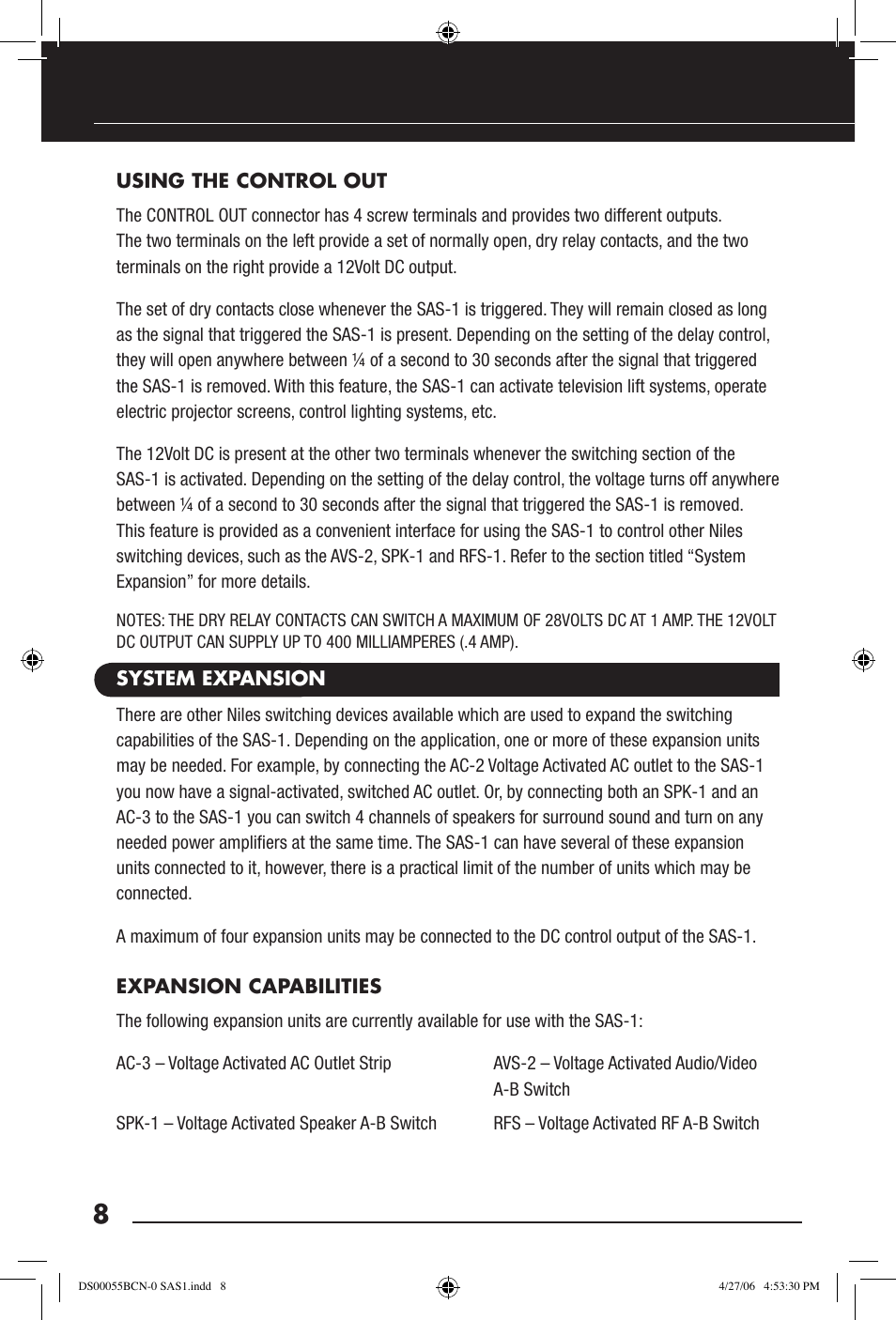 Niles Audio SAS-1 User Manual | Page 10 / 16