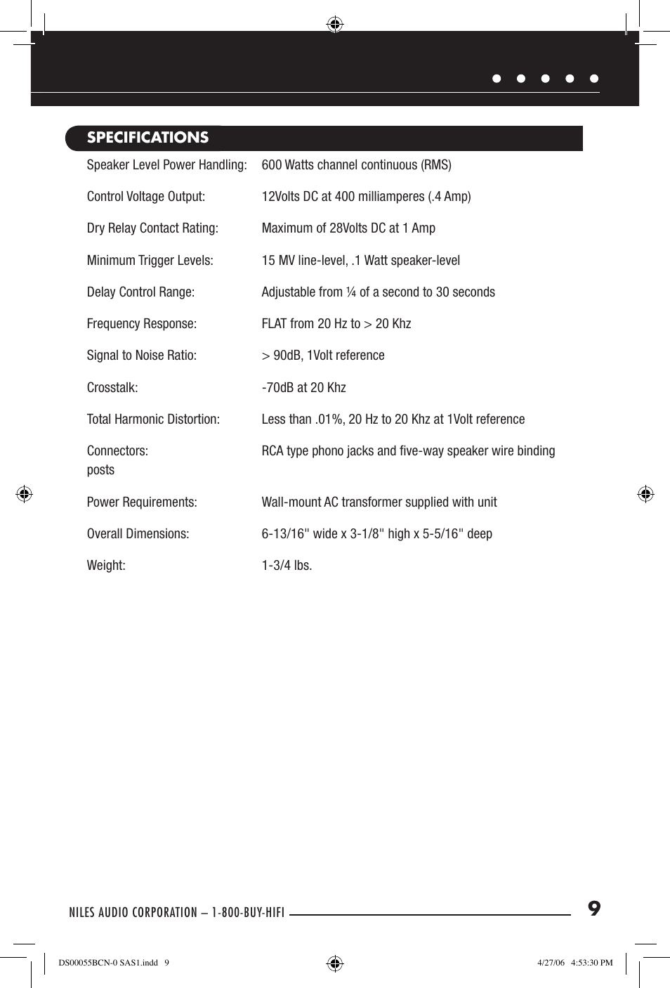 Niles Audio SAS-1 User Manual | Page 11 / 16