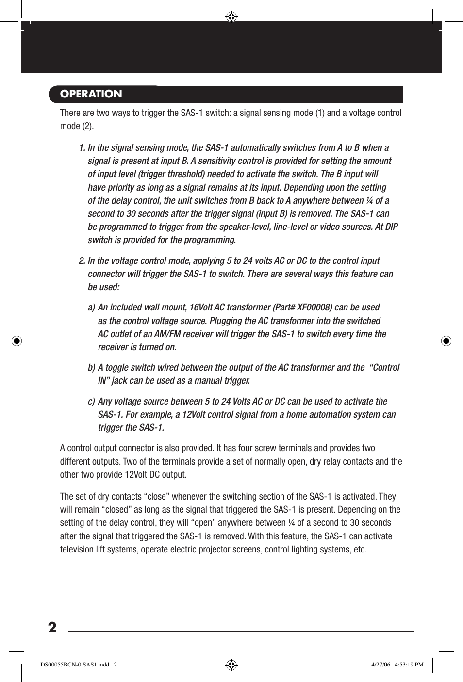 Niles Audio SAS-1 User Manual | Page 4 / 16