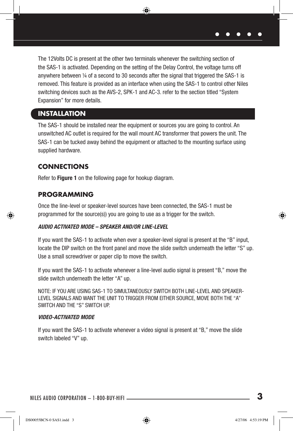 Niles Audio SAS-1 User Manual | Page 5 / 16