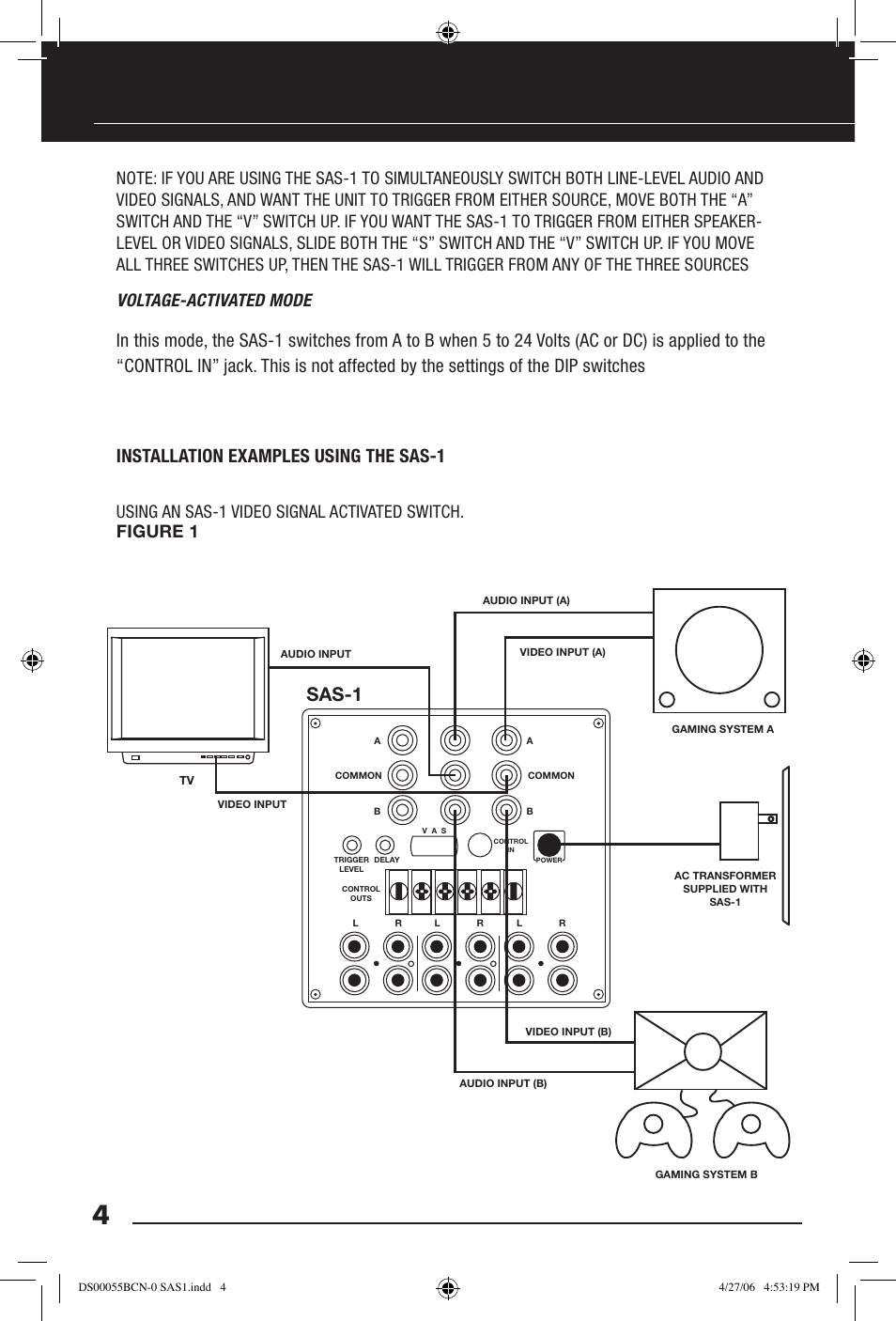 Installation examples using the sas-1 | Niles Audio SAS-1 User Manual | Page 6 / 16