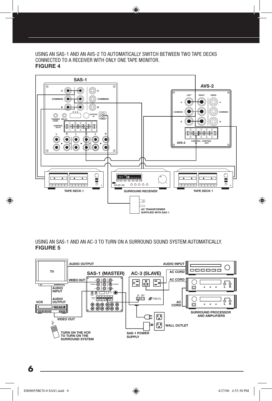 Ac-3 (slave) sas-1 (master), Sas-1, Avs-2 | Niles Audio SAS-1 User Manual | Page 8 / 16