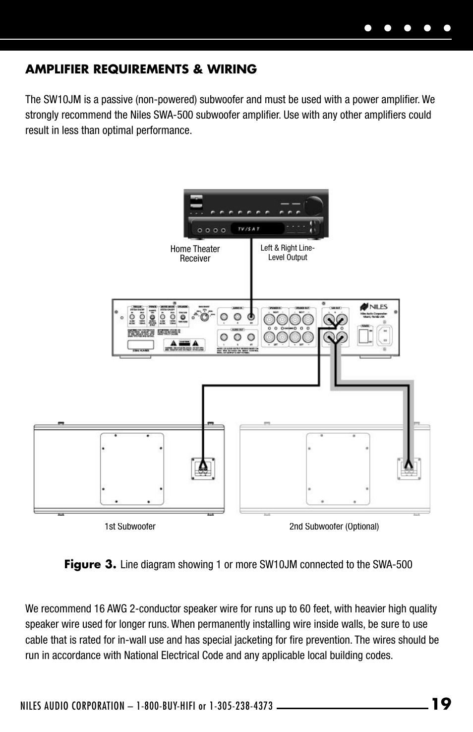 Amplifier requirements & wiring | Niles Audio SW10JM User Manual | Page 21 / 34