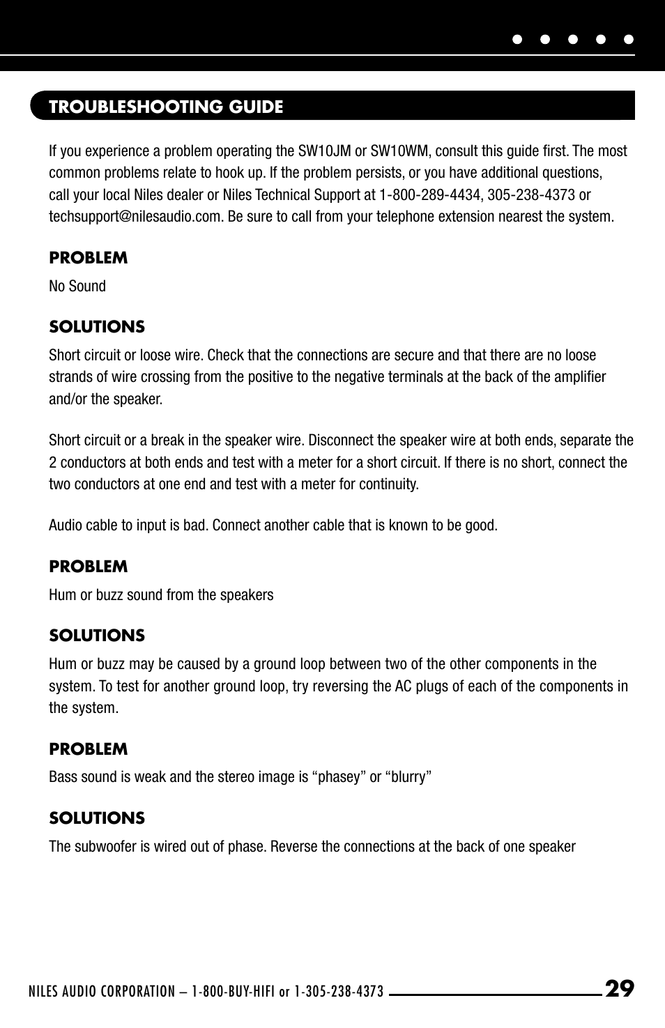 Niles Audio SW10JM User Manual | Page 31 / 34