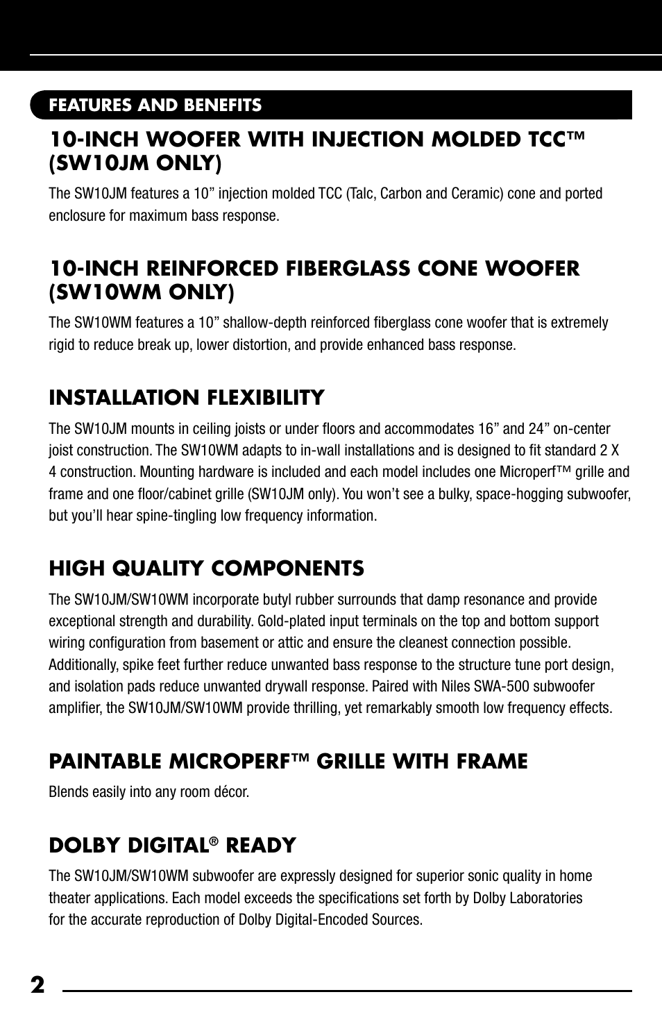 Niles Audio SW10JM User Manual | Page 4 / 34