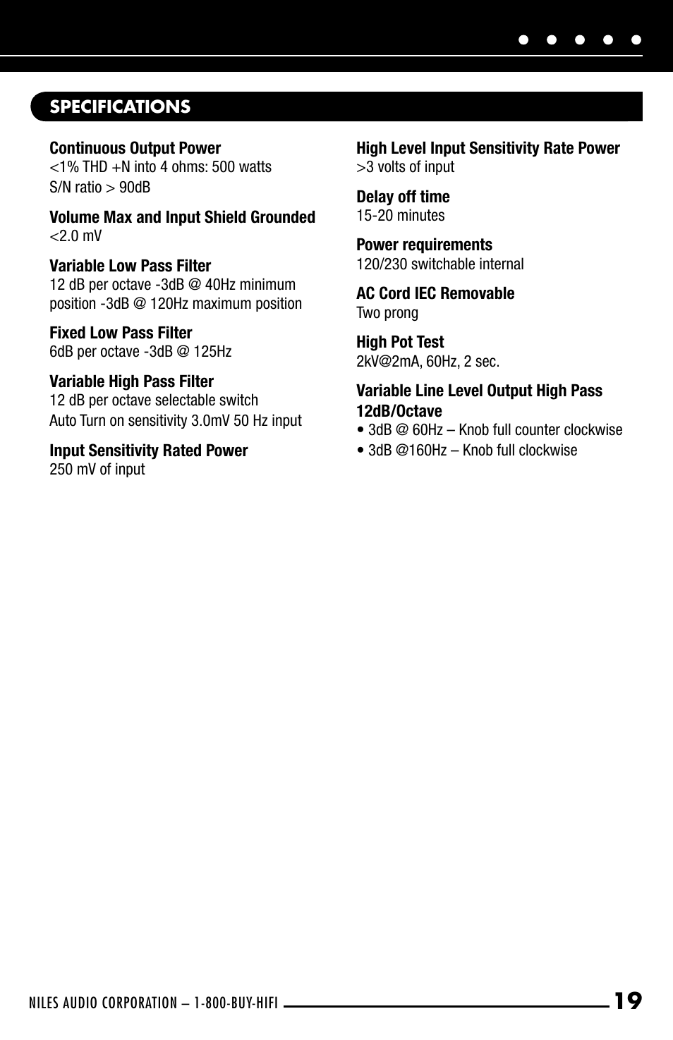 Niles Audio SWA-500M User Manual | Page 21 / 24