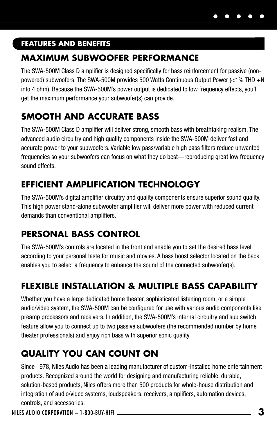 Niles Audio SWA-500M User Manual | Page 5 / 24