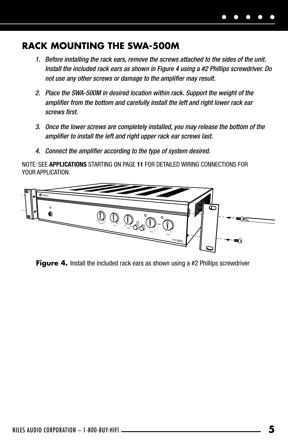 Rack mounting the swa-500m | Niles Audio SWA-500M User Manual | Page 7 / 24