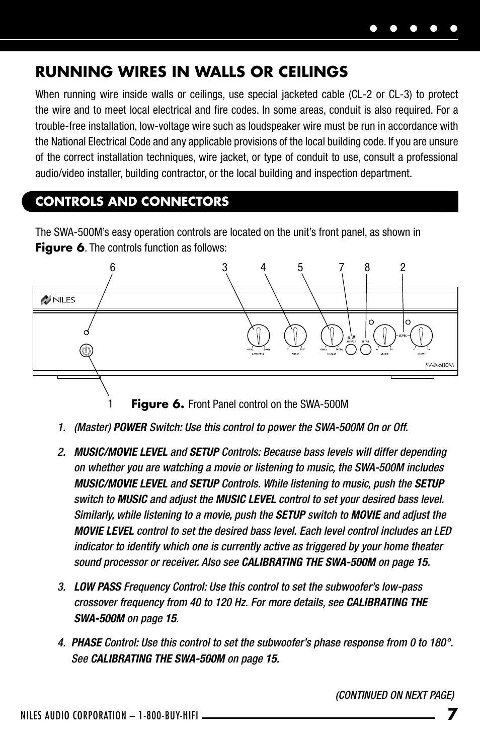 Running wires in walls or ceilings | Niles Audio SWA-500M User Manual | Page 9 / 24