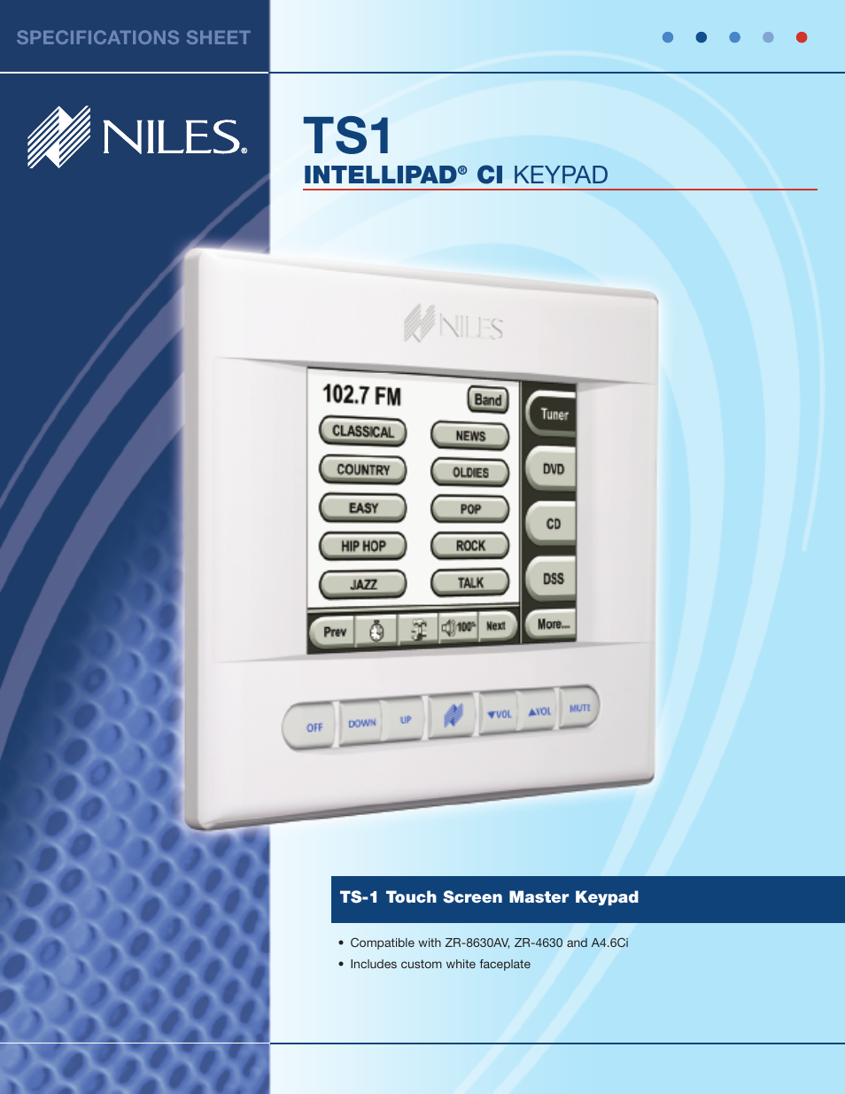 Niles Audio INTELLIPAD TS-1 User Manual | 2 pages