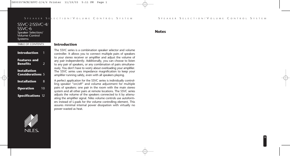 Ssvc-2/ssvc-4/ ssvc-6, Introduction | Niles Audio SSVC-6 User Manual | Page 2 / 8