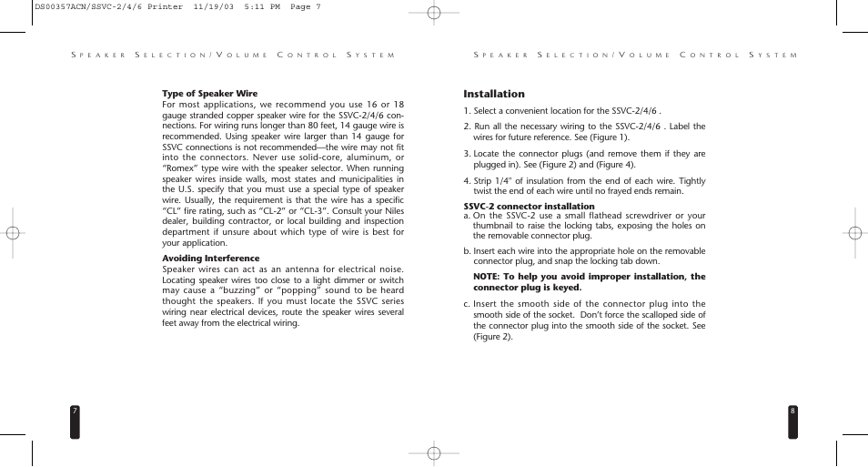 Installation | Niles Audio SSVC-6 User Manual | Page 5 / 8