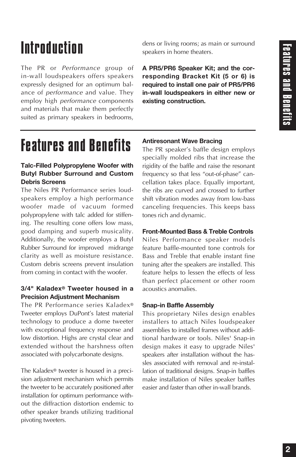 Features and benefits, Introduction, Fe atur es and bene fit s | Niles Audio PR5 User Manual | Page 5 / 28