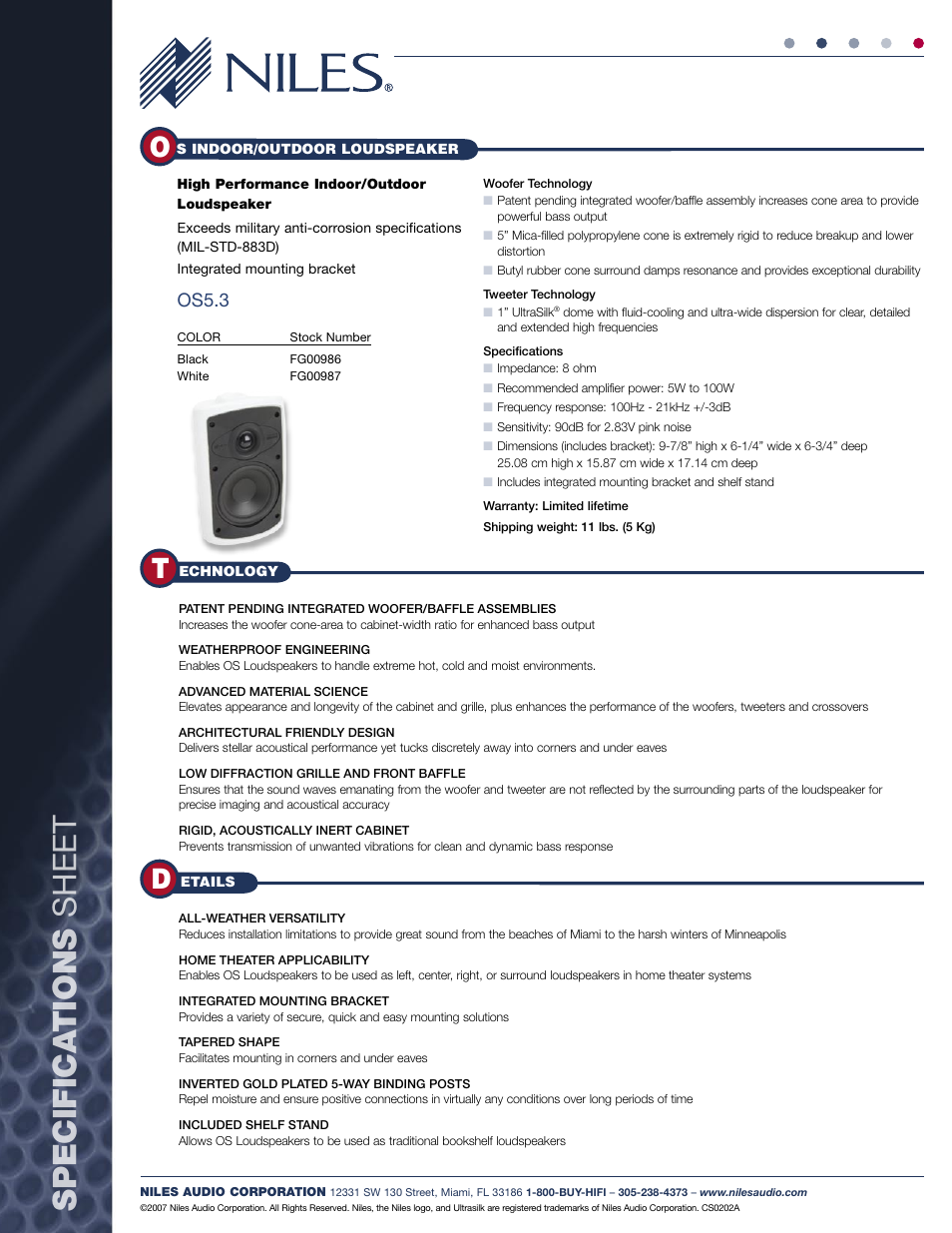 Niles Audio OS5.3 User Manual | Page 2 / 2