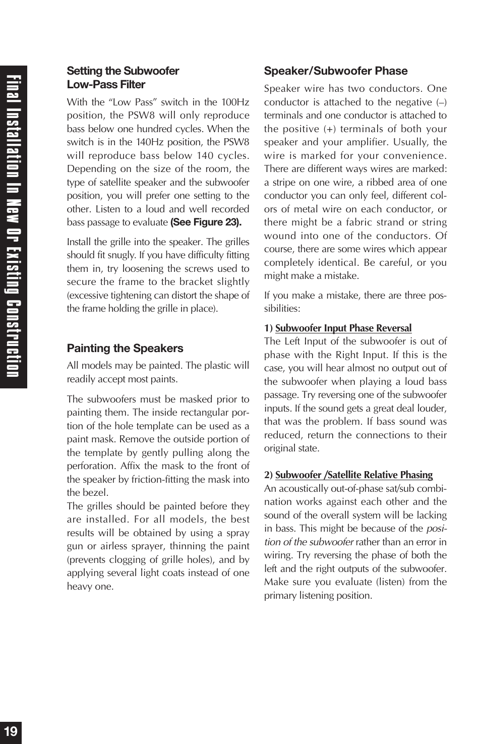 Niles Audio PSW8 User Manual | Page 20 / 28