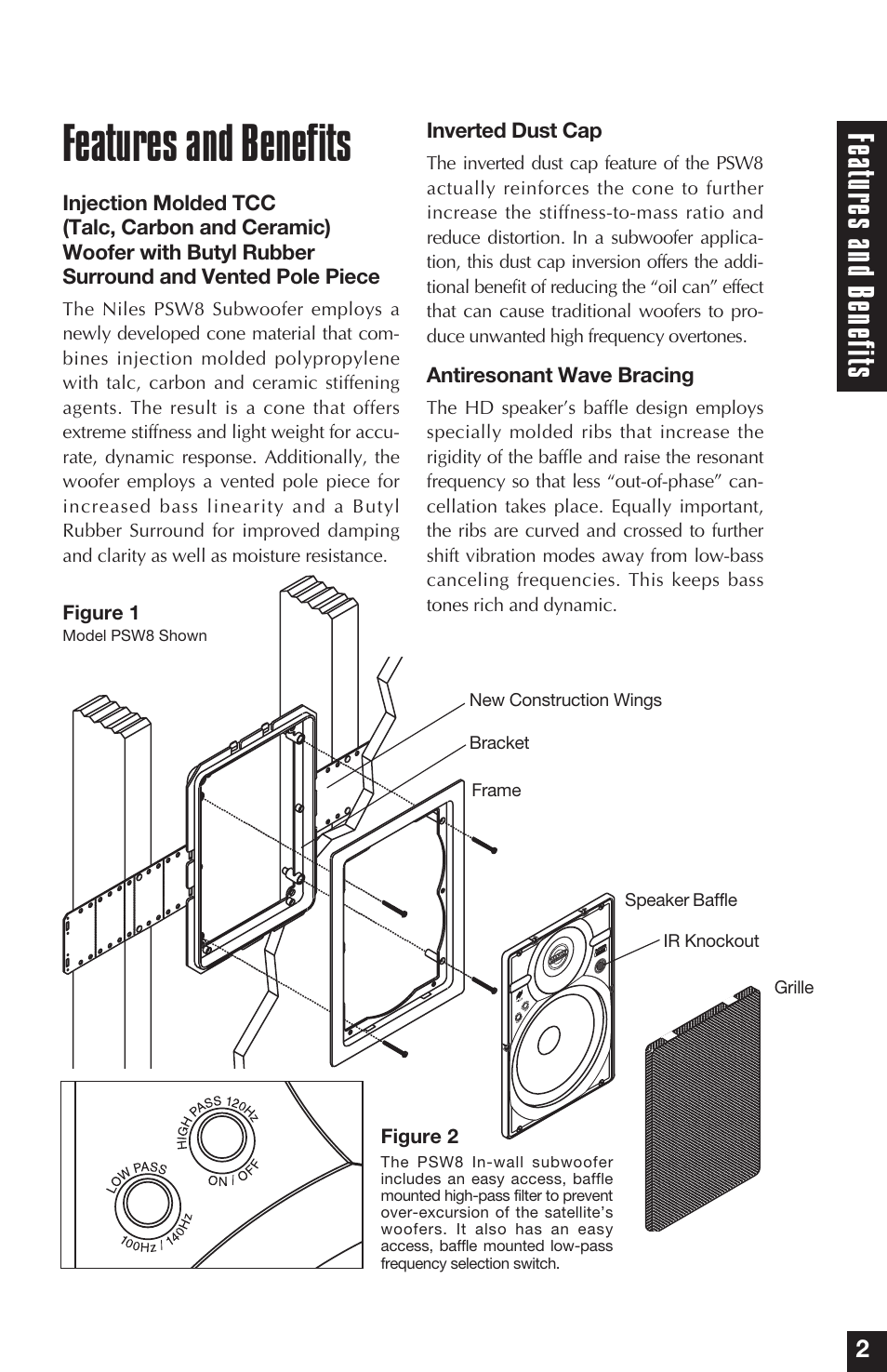 Features and benefits, Fe atur es and bene fit s | Niles Audio PSW8 User Manual | Page 3 / 28