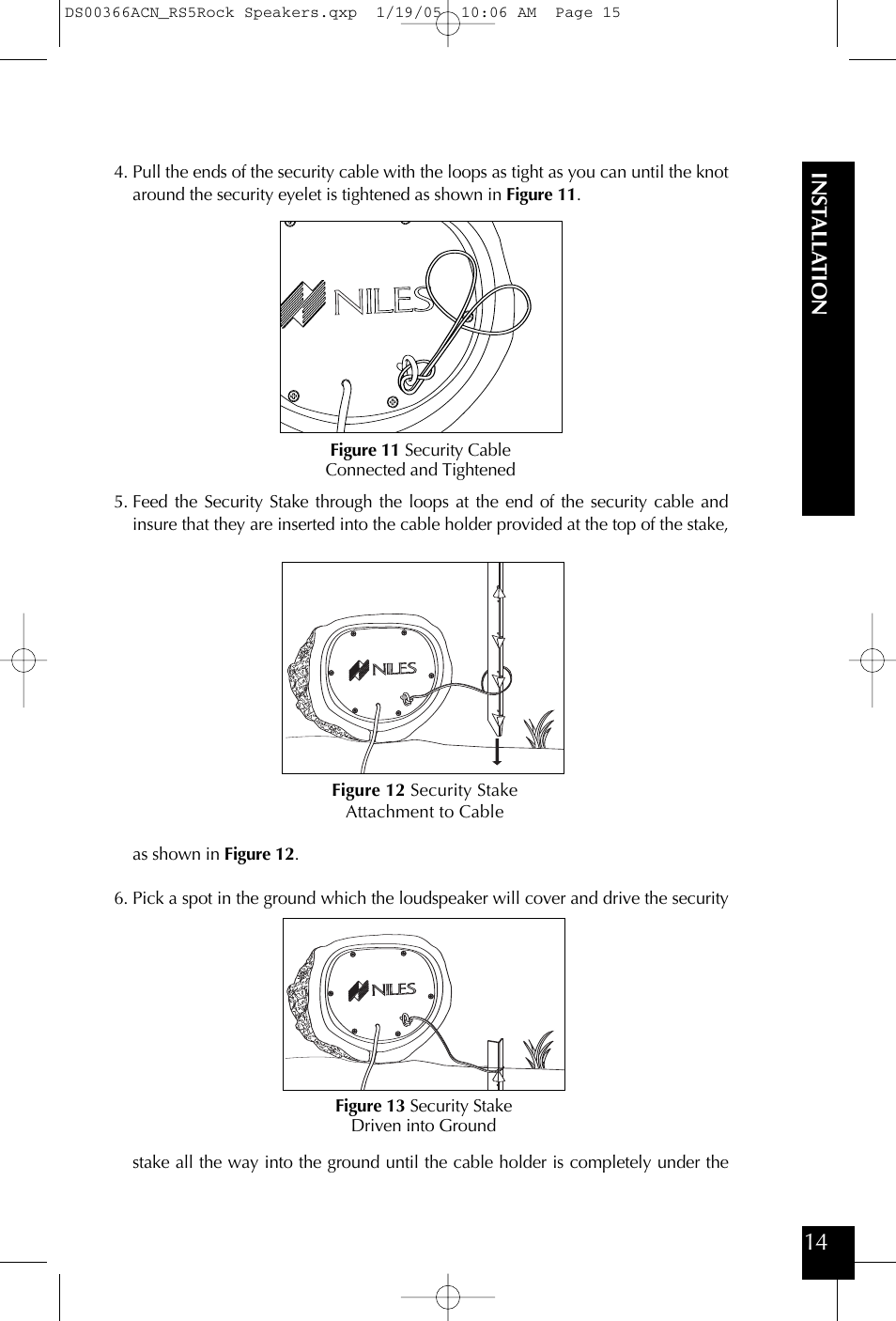 Ins tall a tion | Niles Audio RS5 User Manual | Page 15 / 24