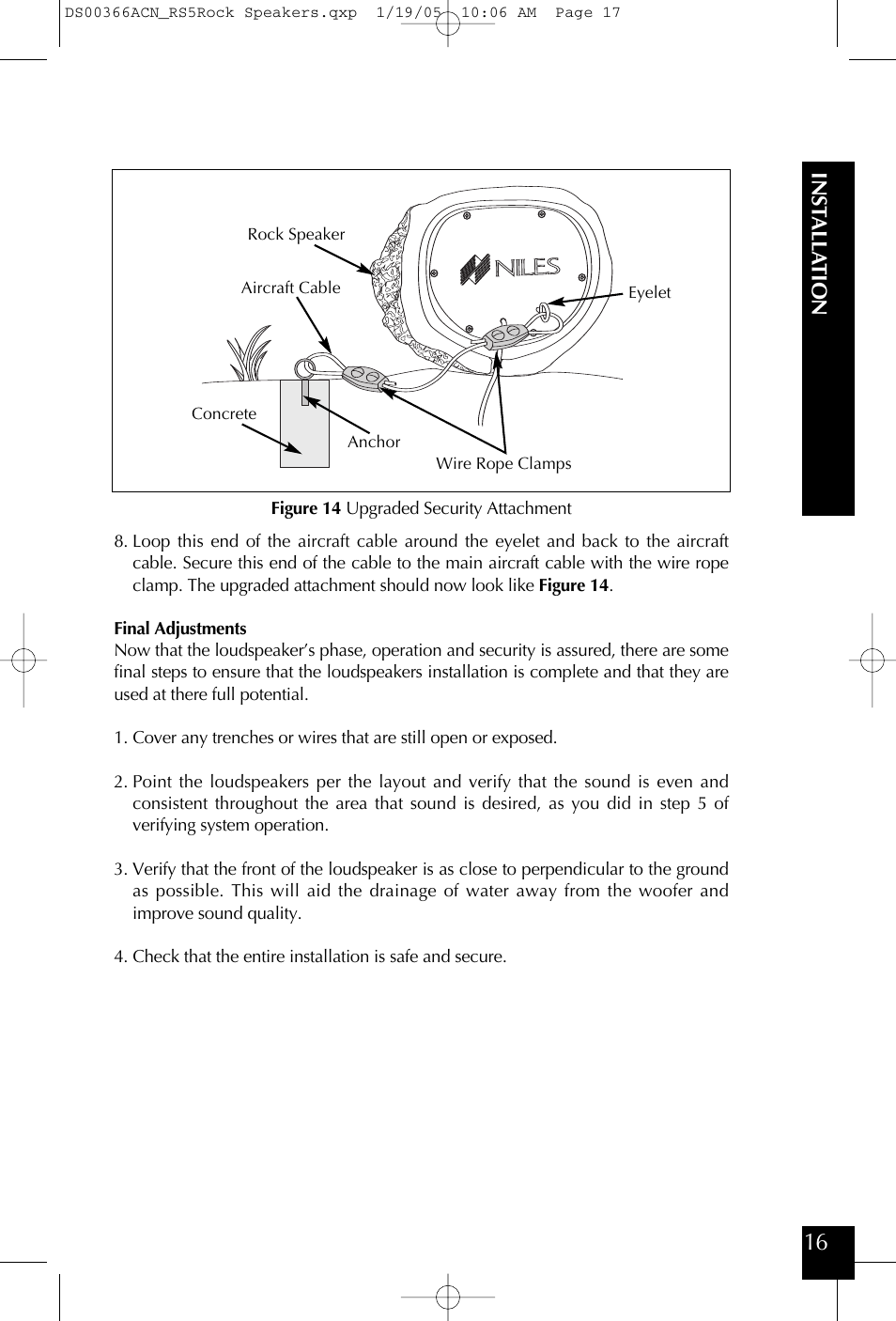 Ins tall a tion | Niles Audio RS5 User Manual | Page 17 / 24