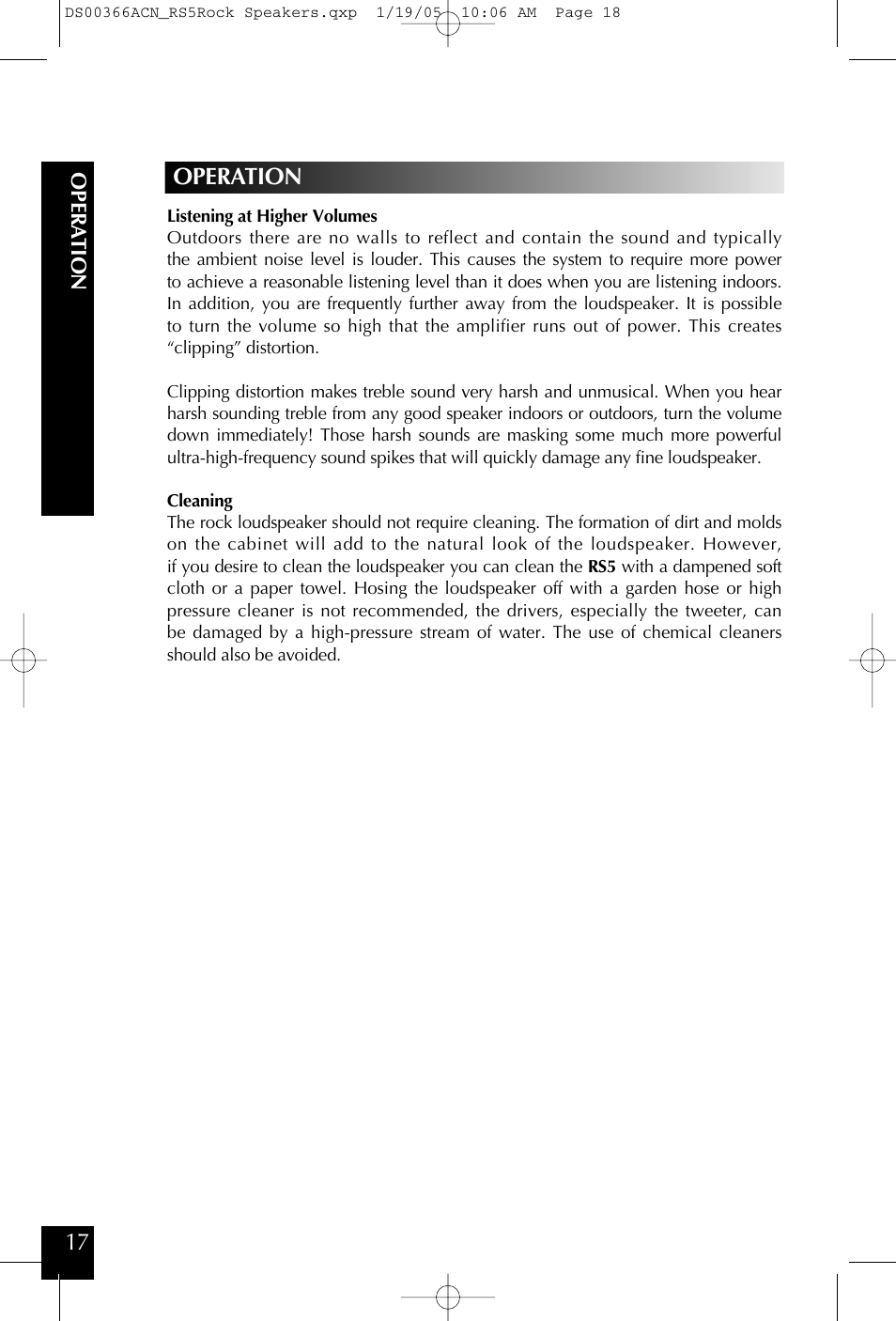 Operation | Niles Audio RS5 User Manual | Page 18 / 24