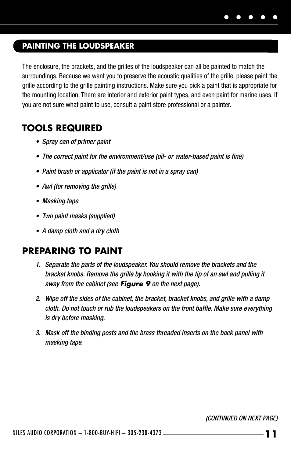 Tools required, Preparing to paint | Niles Audio OS5.5 User Manual | Page 13 / 24