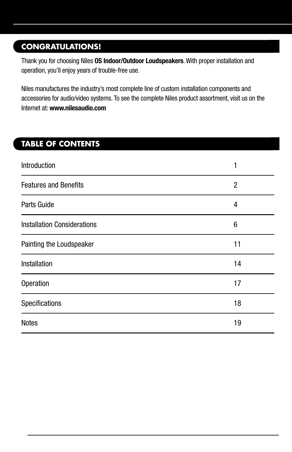 Niles Audio OS5.5 User Manual | Page 2 / 24