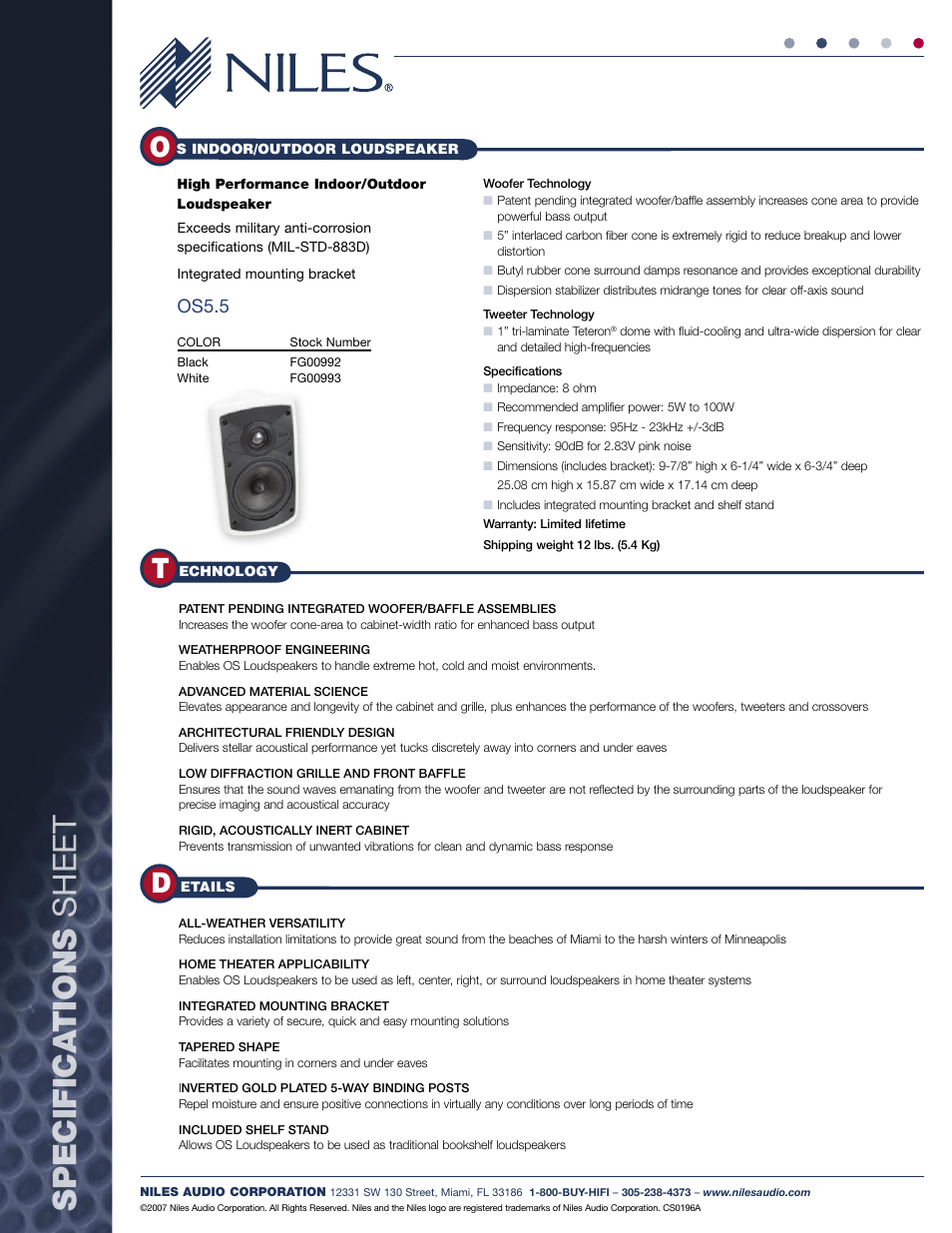 Niles Audio Niles OS5.5 User Manual | Page 2 / 2
