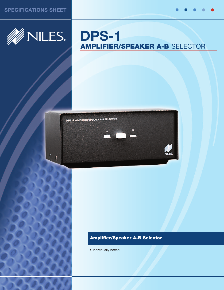 Niles Audio Amplifier/Speaker A-B Selector DPS-1 User Manual | 2 pages