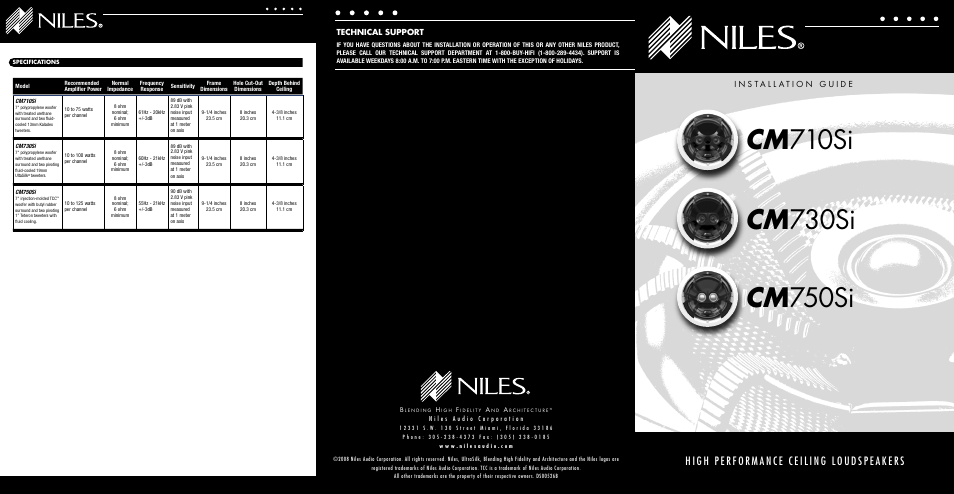 Niles Audio CM710SI User Manual | 2 pages