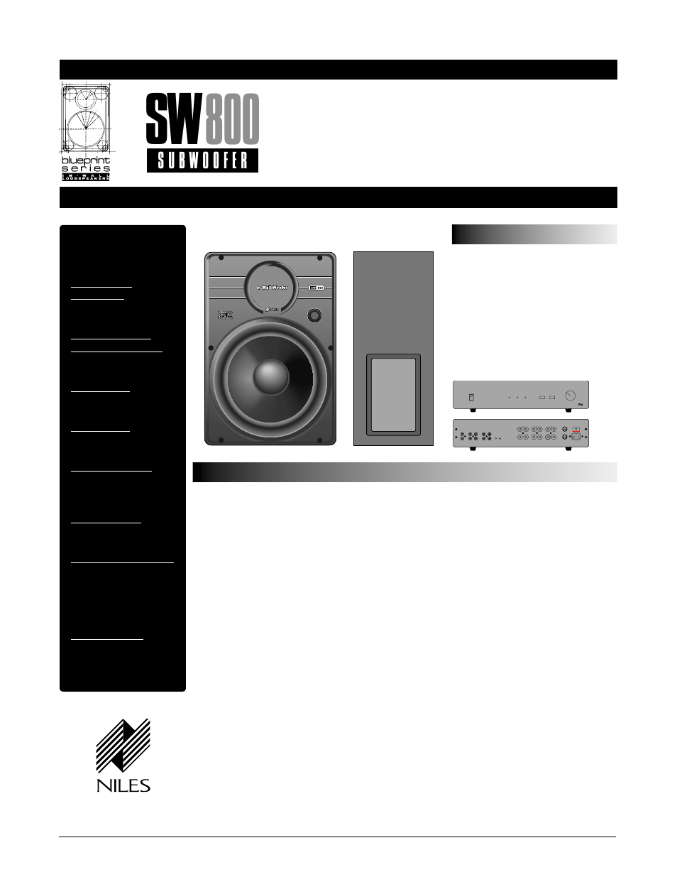 Niles Audio SW-800 User Manual | 2 pages