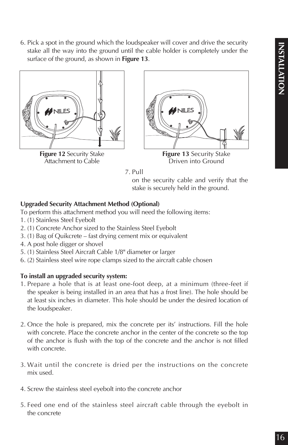 Ins tall ation | Niles Audio Niles RS8Si Sandstone User Manual | Page 17 / 24