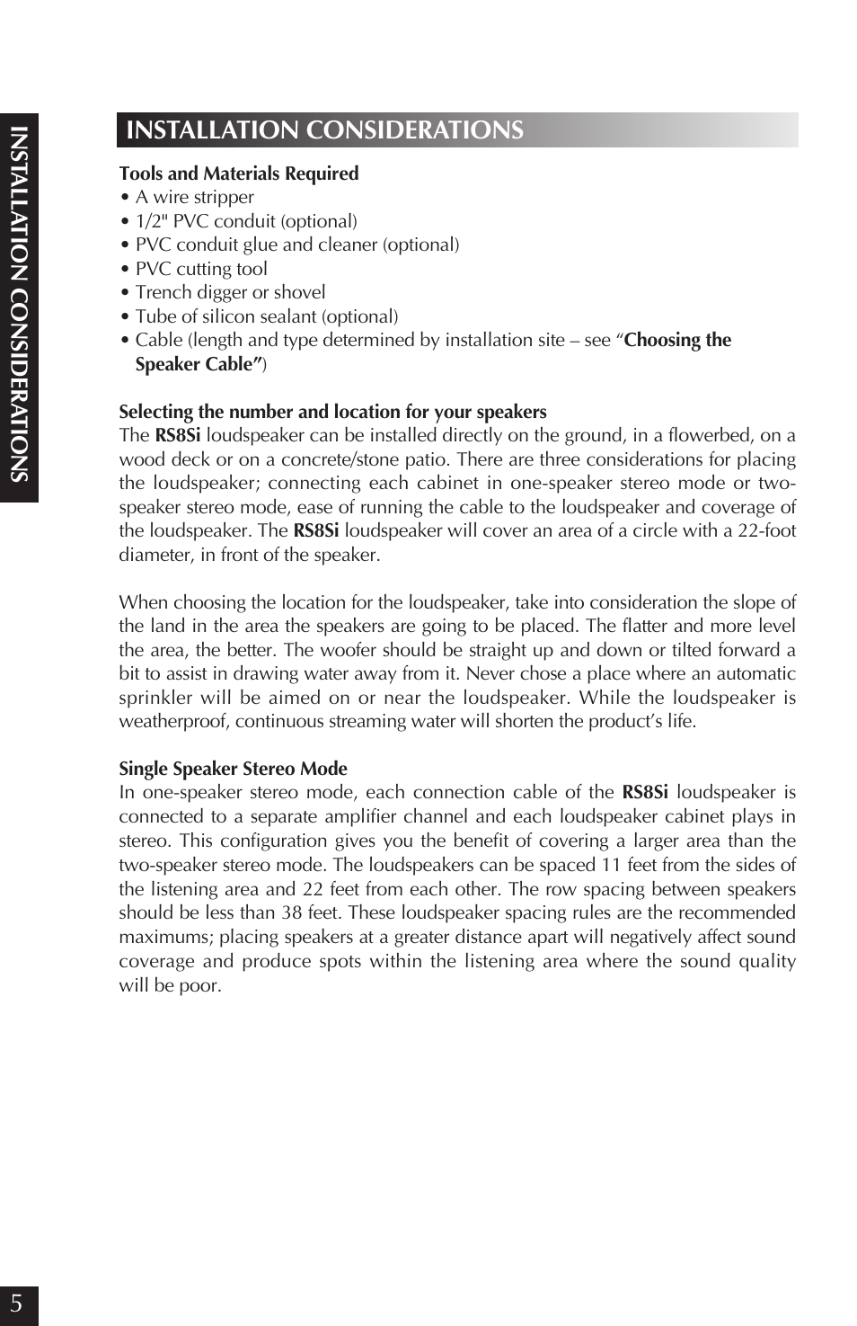 Installation considerations | Niles Audio Niles RS8Si Sandstone User Manual | Page 6 / 24