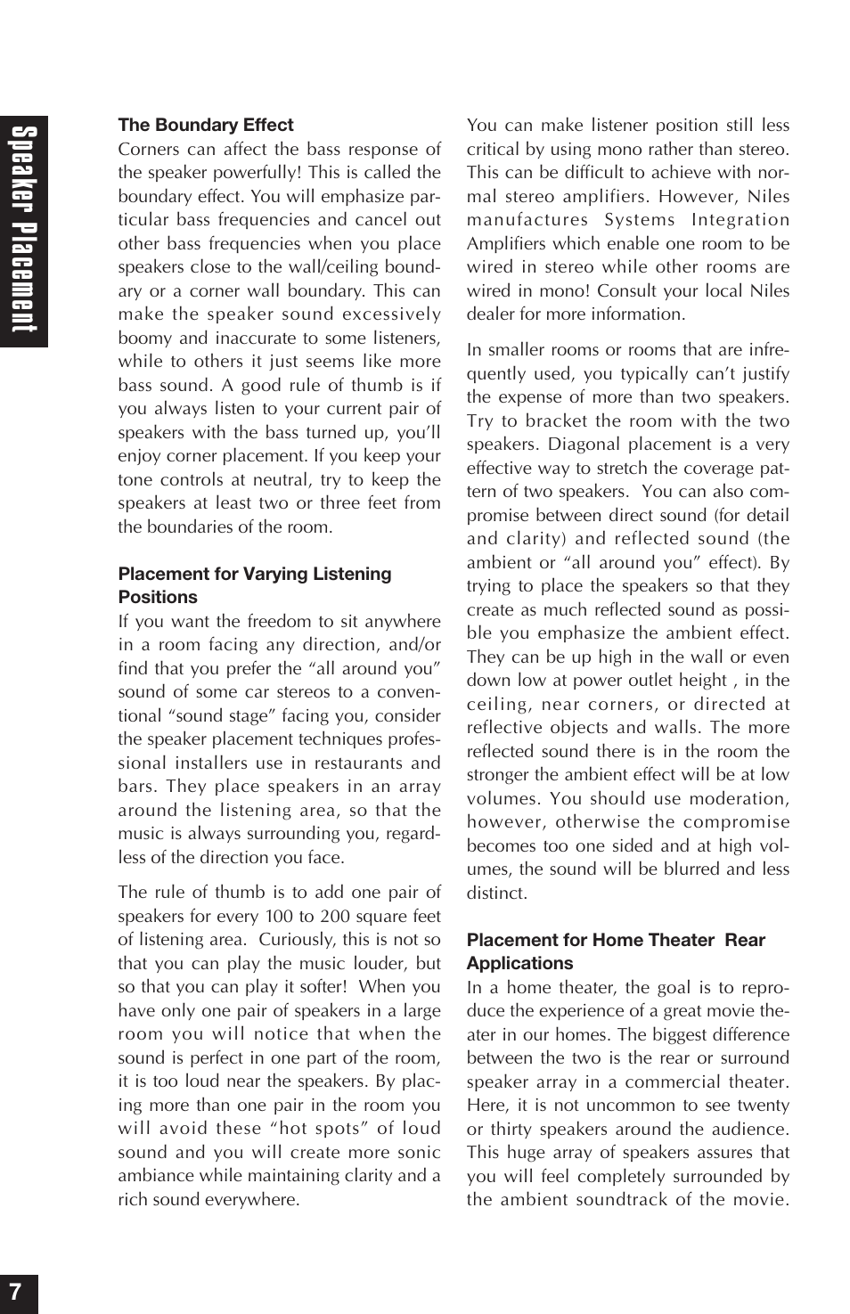 Speak er placemen t | Niles Audio AT5 User Manual | Page 14 / 28