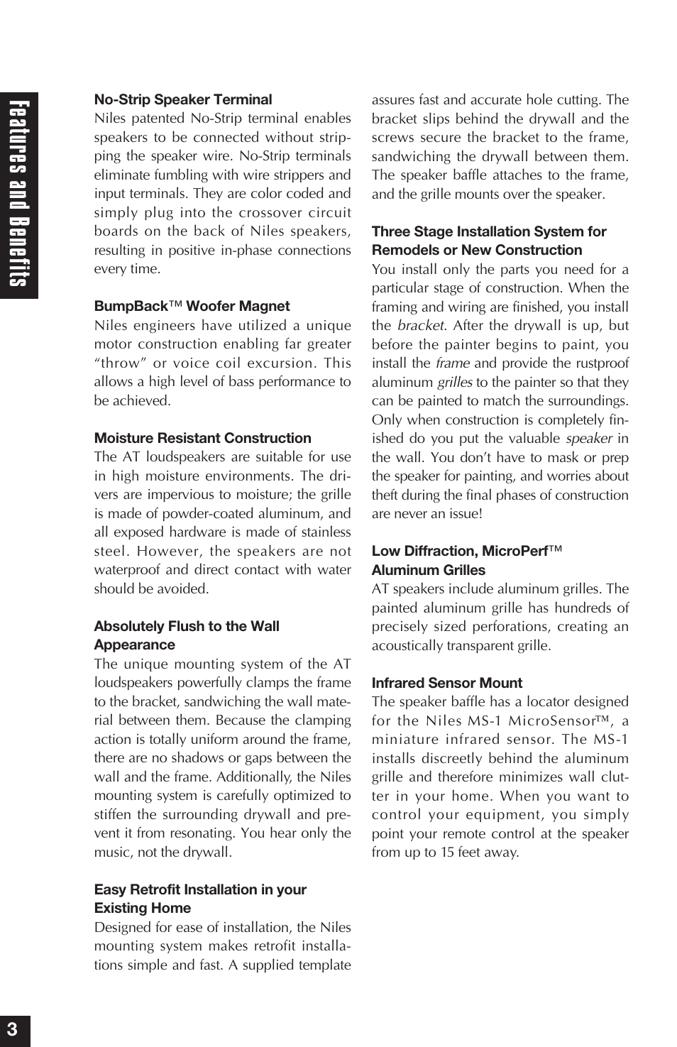 Fe atur es and bene fit s | Niles Audio AT5 User Manual | Page 6 / 28