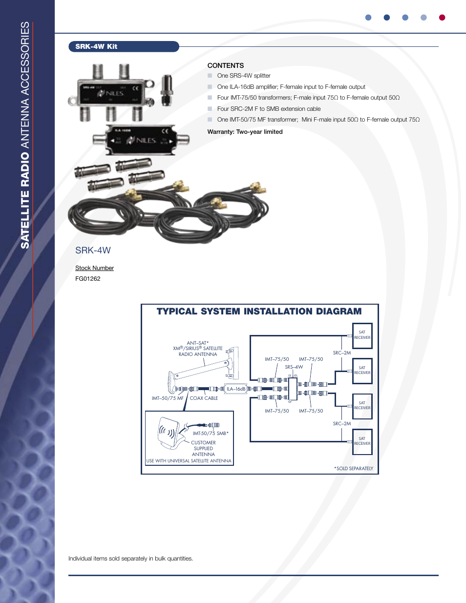 Sa tellite radio antenna accessories, Typical system installation diagram srk-4w | Niles Audio TODDLER BED 8833 User Manual | Page 2 / 3