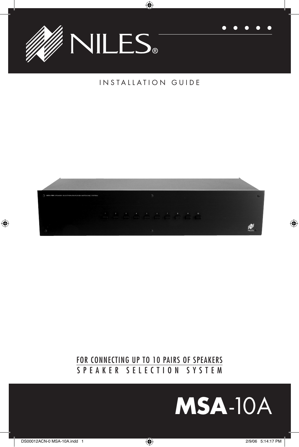 Niles Audio MSA-10A User Manual | 8 pages