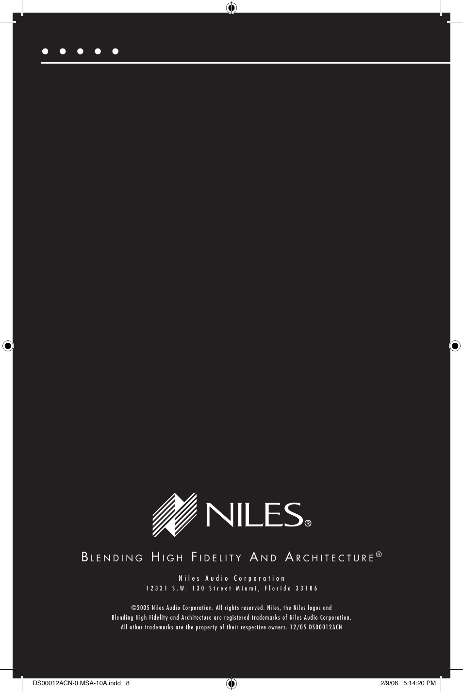 Niles Audio MSA-10A User Manual | Page 8 / 8