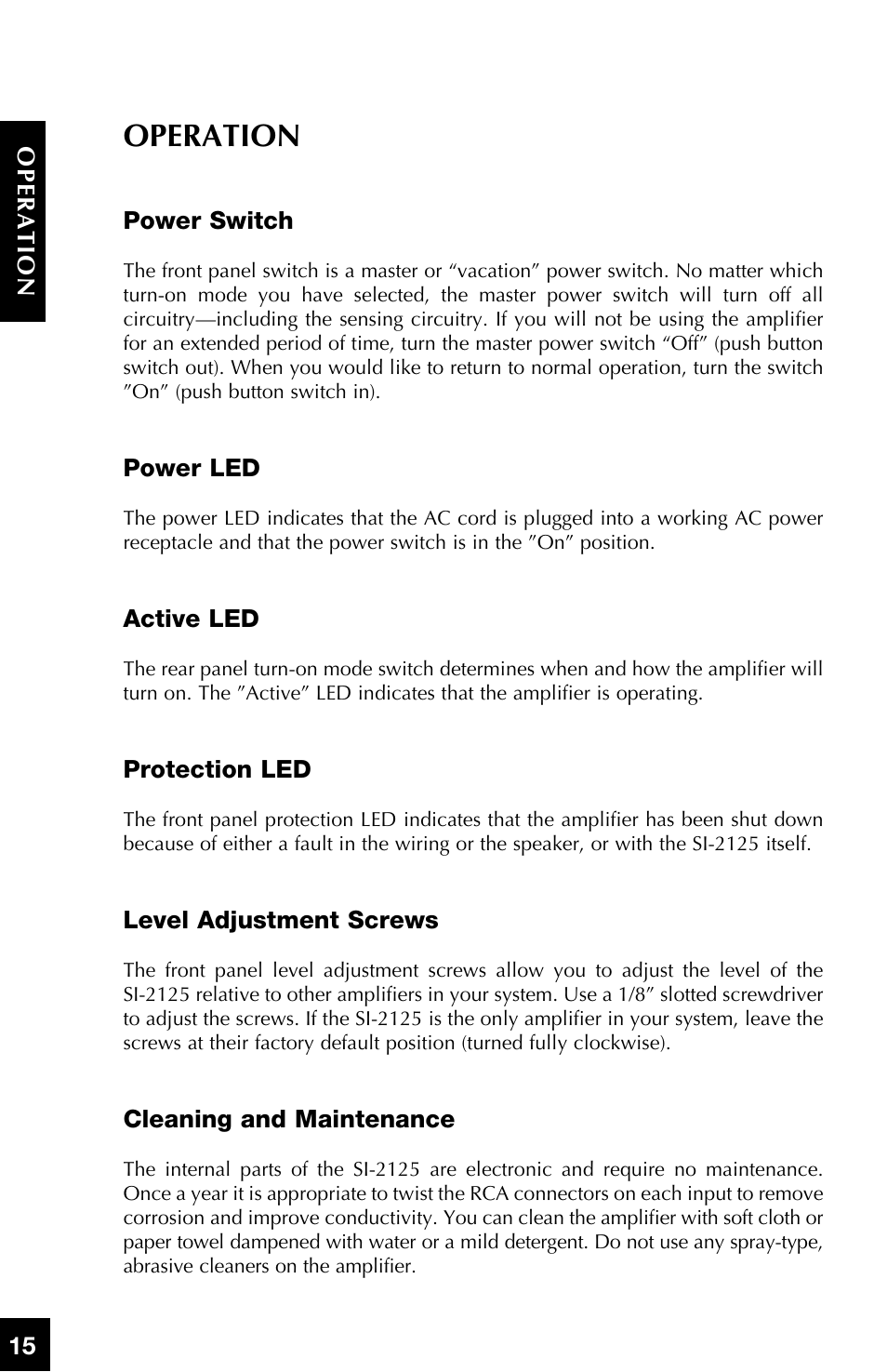 Operation | Niles Audio SI-2125 User Manual | Page 16 / 20