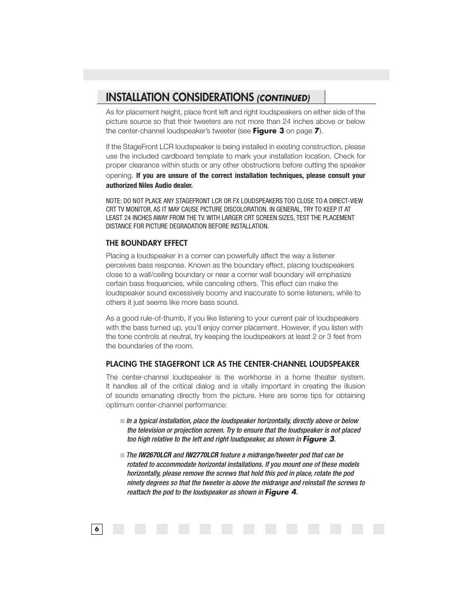 Installation considerations | Niles Audio IW2770LCR User Manual | Page 8 / 16