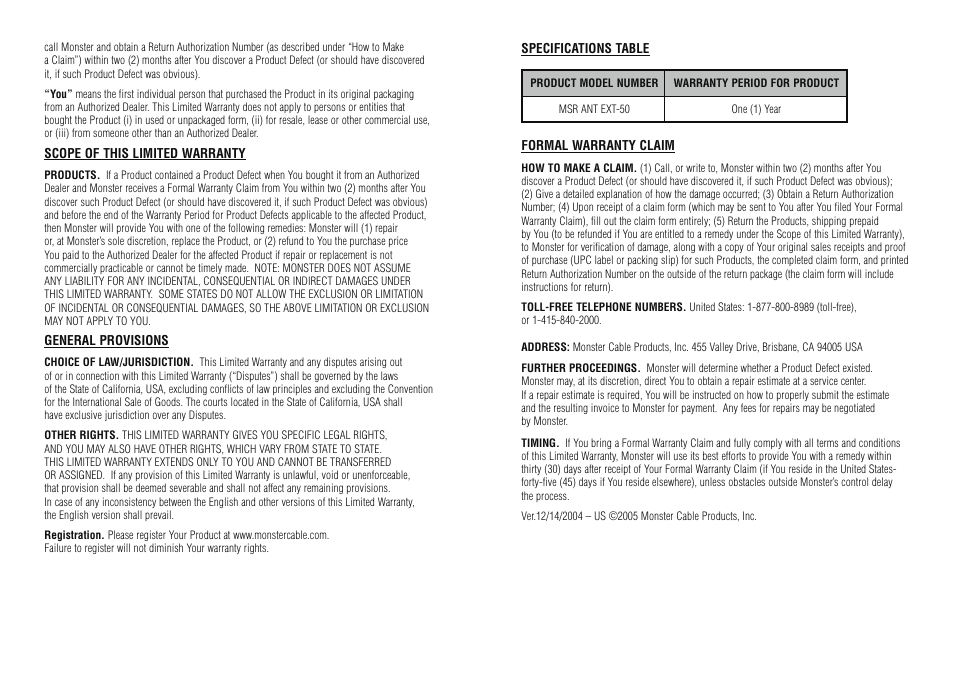 Niles Audio SIRIUS ANTENNA EXTENSION CABLE User Manual | Page 5 / 7