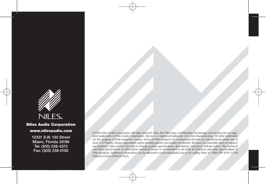 Niles Audio IRH610 User Manual | Page 8 / 8