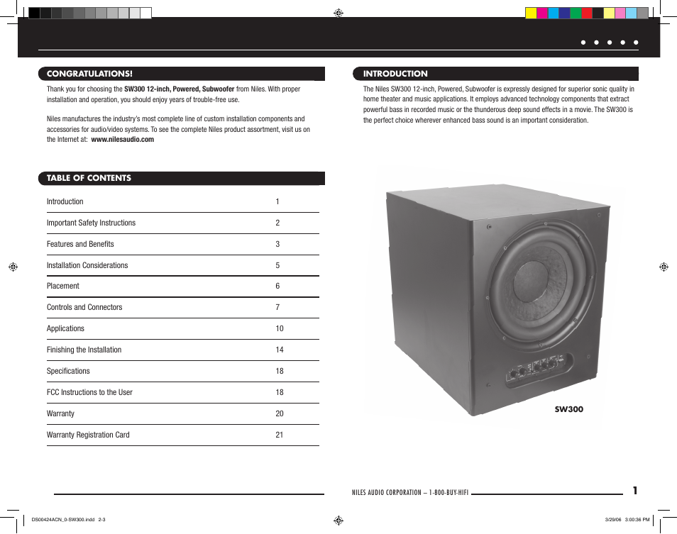 Niles Audio SW300 User Manual | Page 2 / 13