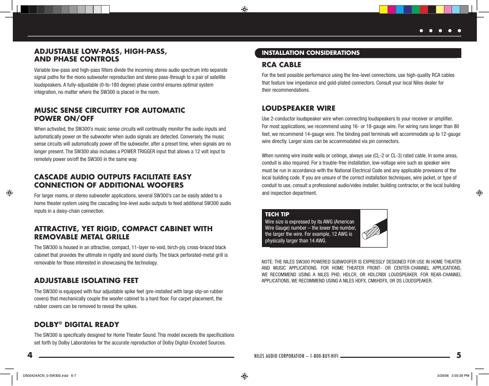 Niles Audio SW300 User Manual | Page 4 / 13